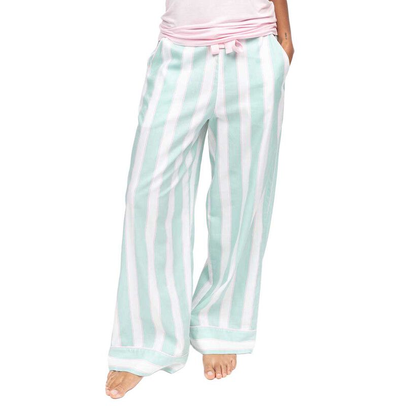 Cyberjammies Francesca Mint Printed Stripe Wide Leg Pyjama Bottoms image number 0